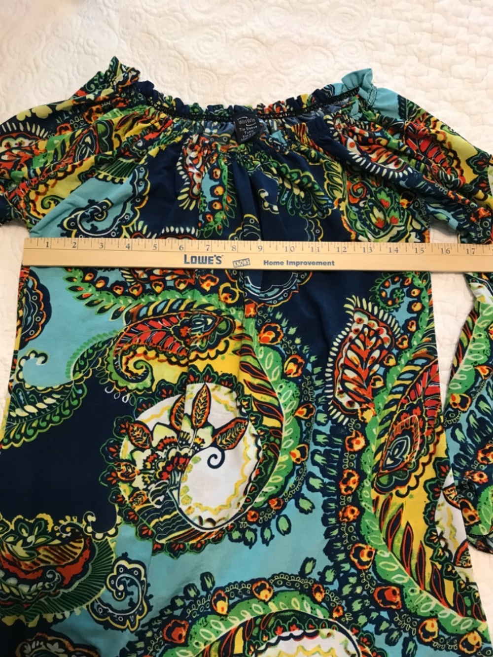 WinWin very colorful floral / paisley tie (bell) sleeve tunic (S-M) - Picture 6 of 16
